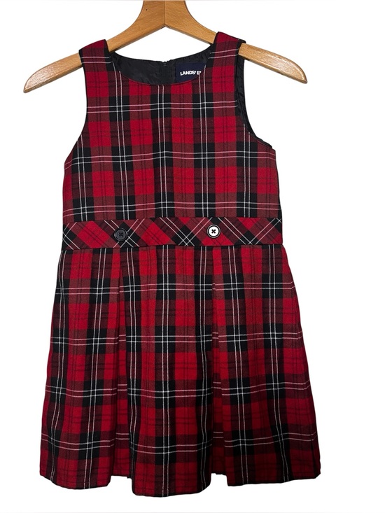 Lands' End Other - Land’ End Kids black and red plaid uniform jumper dress. Girls size 7 years